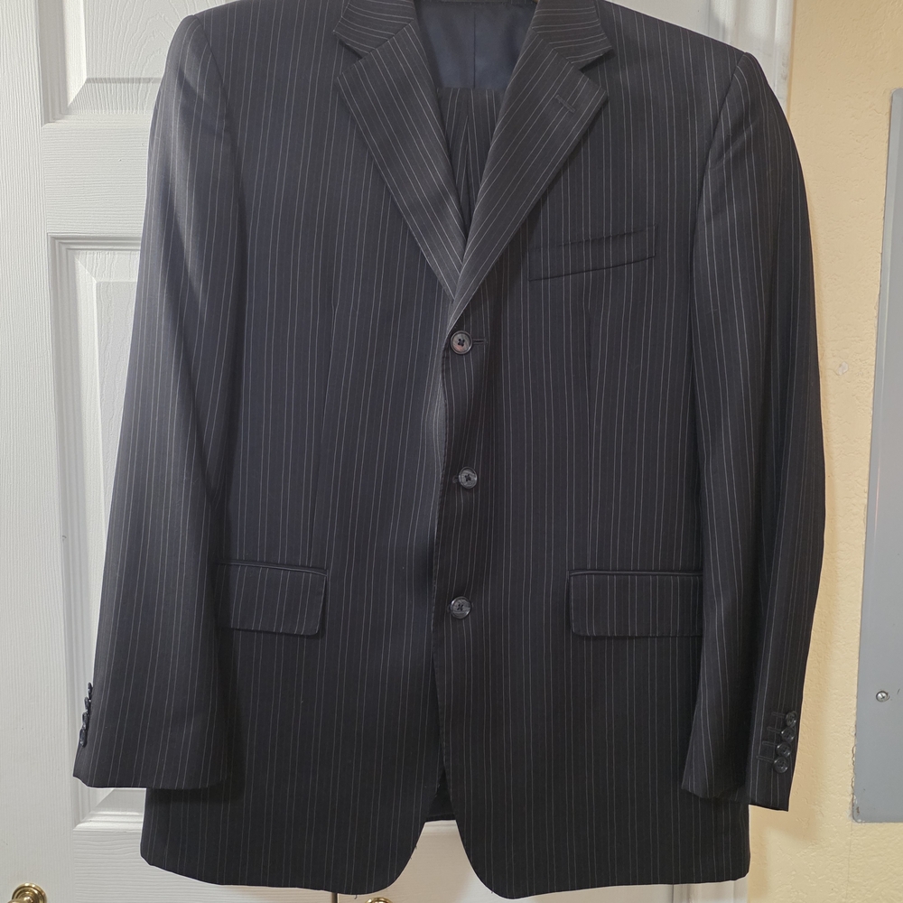 Classic Men's Black Pinstripe Suit Blazer